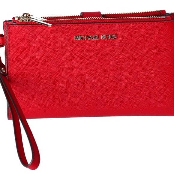 Michael Kors NWT Jet Set Travel Large Leather Wallet -  Bright Red - Picture 9 of 10